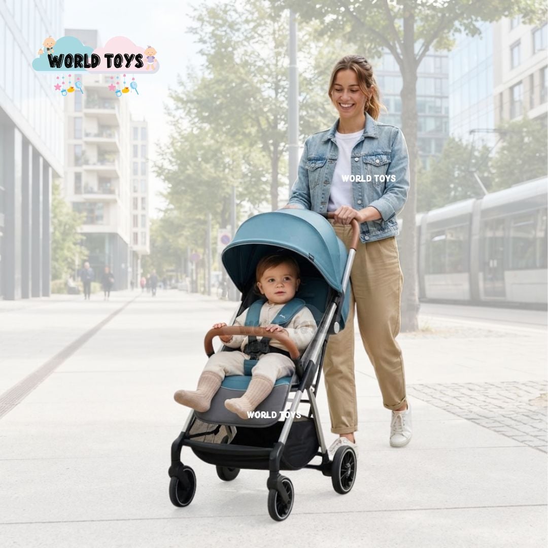 COCHE MALETA PARA BEBÉ «SAFFE» DE FÁCIL PLEGADO AZUL - 3