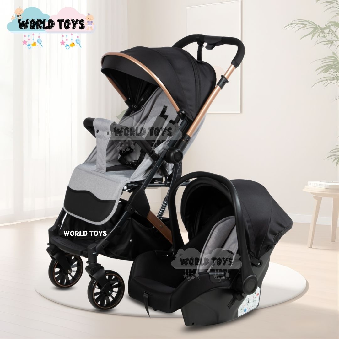 COCHE MALETA DE LUJO PARA BEBÉ «J' SPARROW» CON PORTABEBÉ GRIS - 2