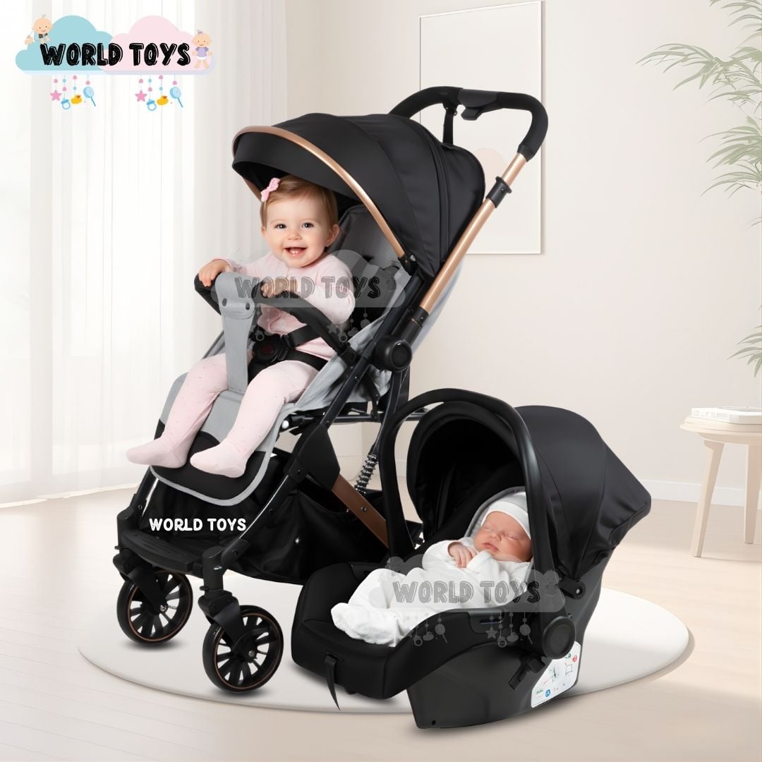 COCHE MALETA DE LUJO PARA BEBÉ «J' SPARROW» CON PORTABEBÉ GRIS - 3
