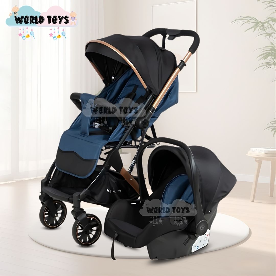 COCHE MALETA DE LUJO PARA BEBÉ «J' SPARROW» CON PORTABEBÉ AZUL - 2
