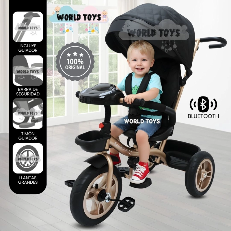 TRICICLO GUIADOR GIRATORIO «GOLDEN SPEED» PREMIUM BLACK - 1