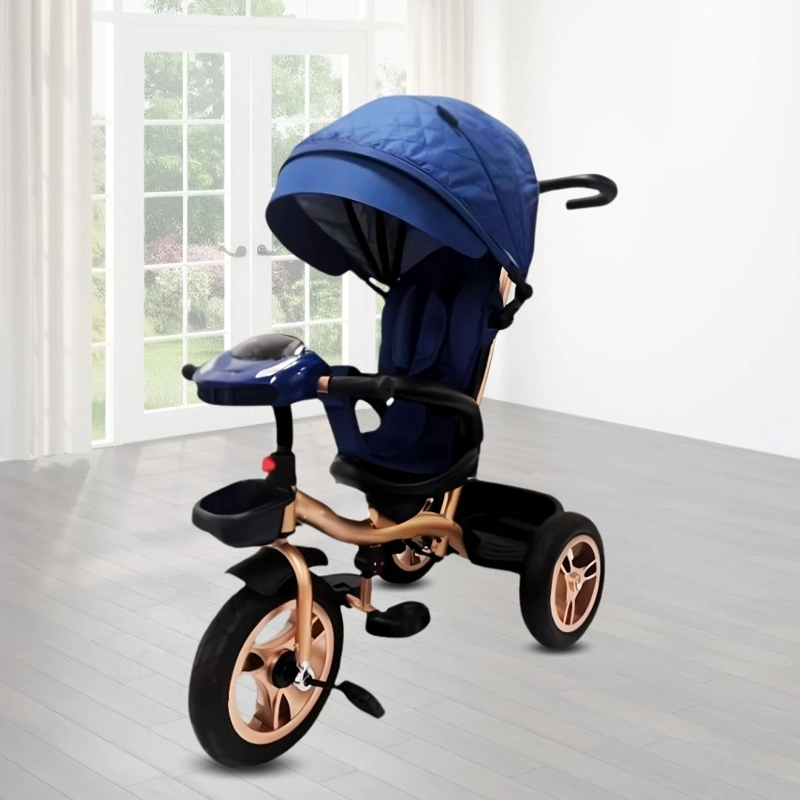 TRICICLO GUIADOR GIRATORIO «GOLDEN SPEED» PREMIUM AZUL - 4