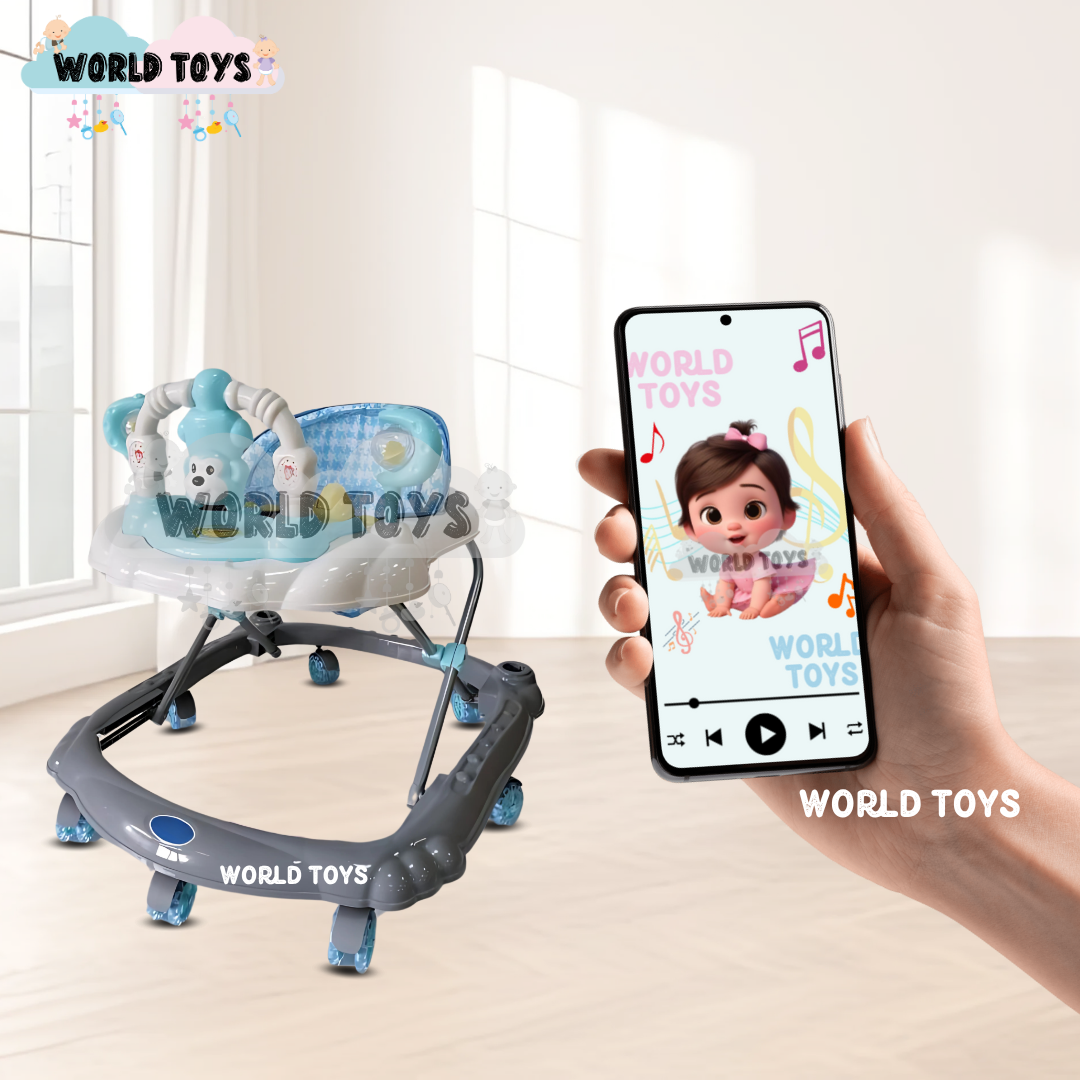 ANDADOR MUSICAL PLEGABLE «CUTE MONKEY» CON BLUETOOTH SKYBLUE - 5
