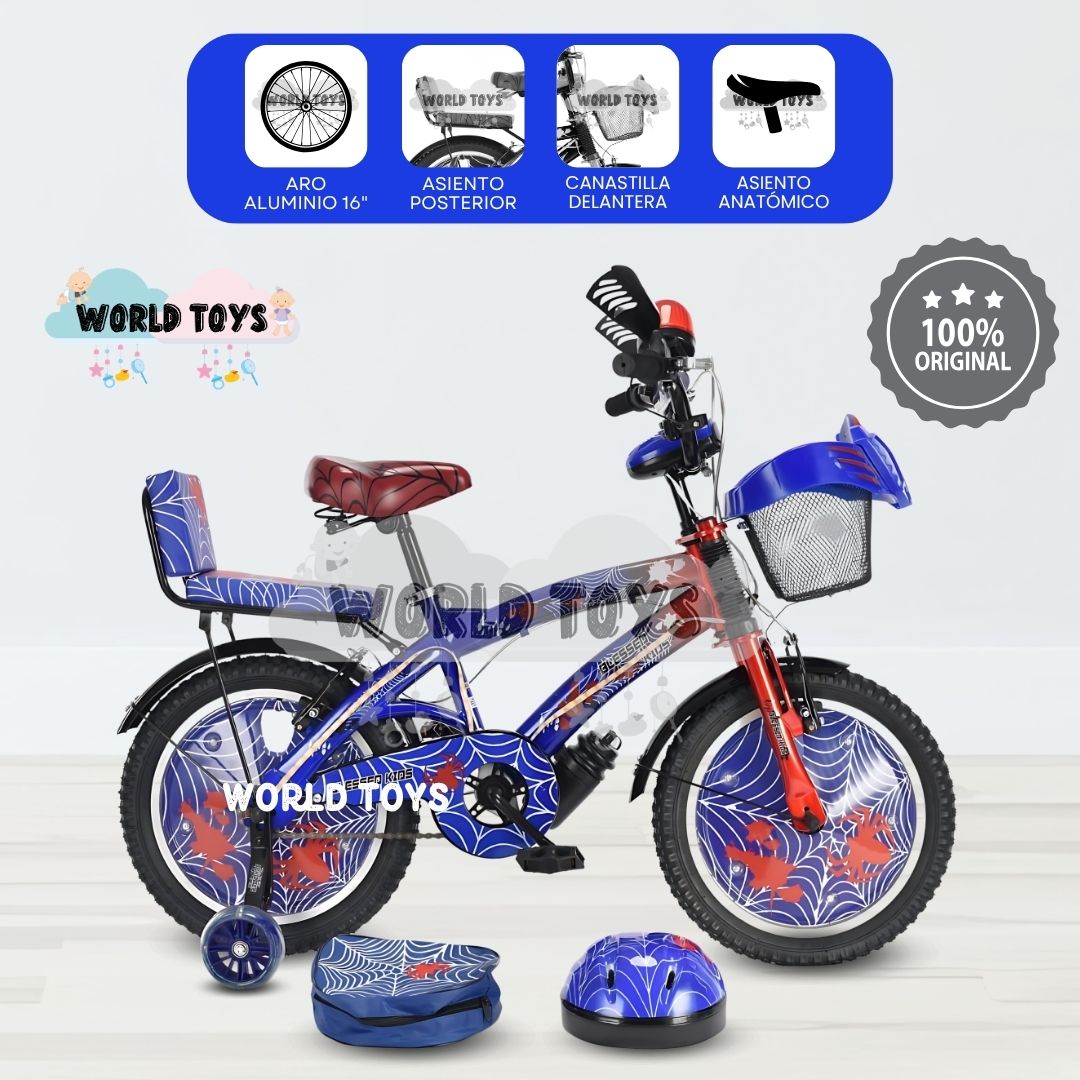 BICICLETA PARA NIÑO ARO 16 «SPIDER BIKE II» BLUE - 1