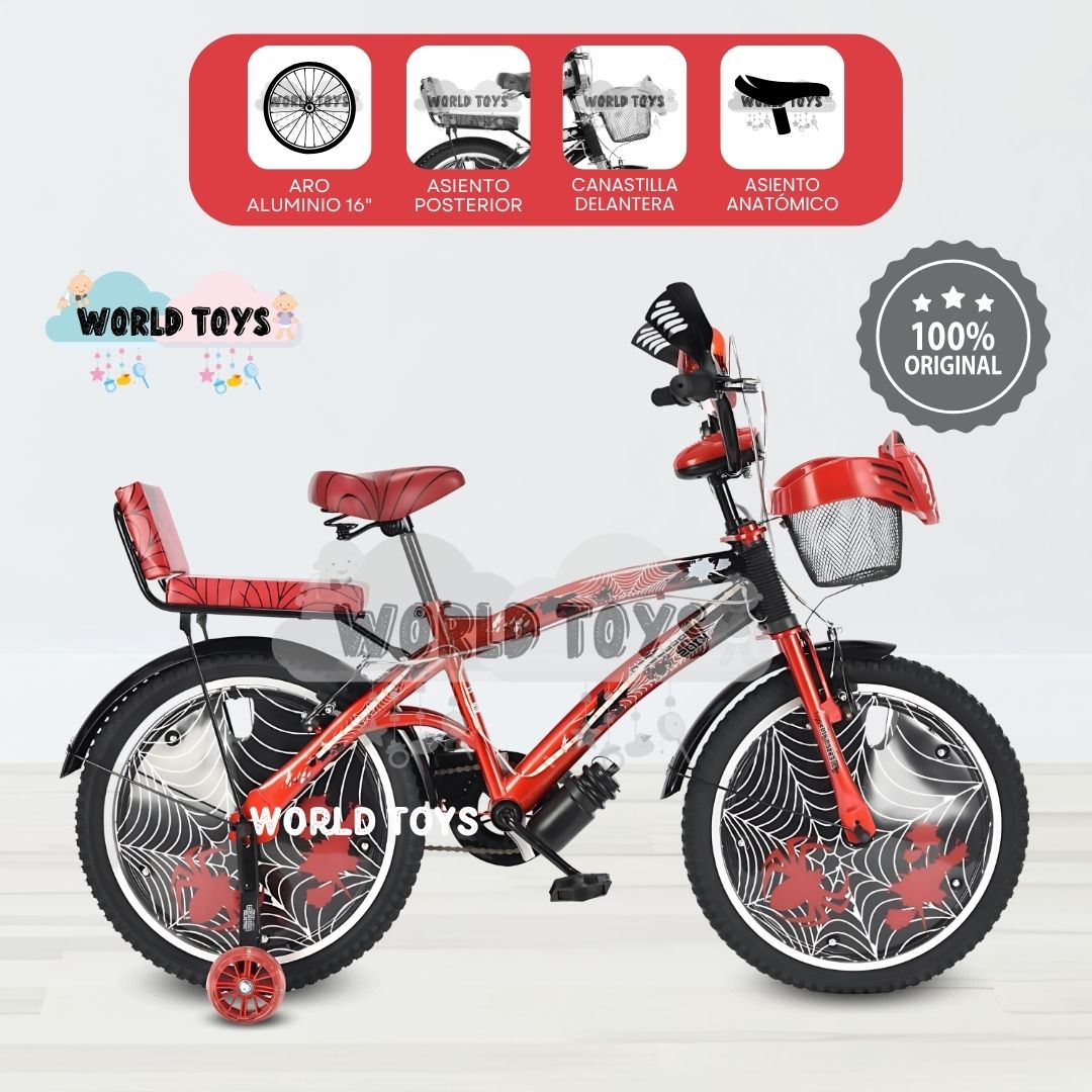 BICICLETA PARA NIÑO ARO 16 «SPIDER BIKE II» RED - 1