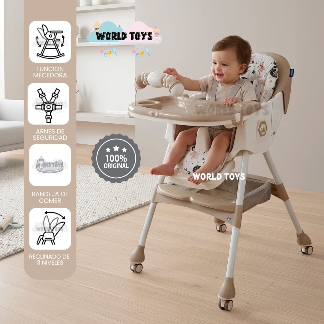 SILLA DE COMER CON MECEDORA «LU PLUS» CON JUGUETE BEIGE - 2