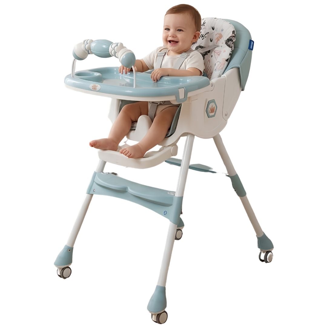 SILLA DE COMER CON MECEDORA «LU PLUS» CON JUGUETE LIGHT BLUE - 1