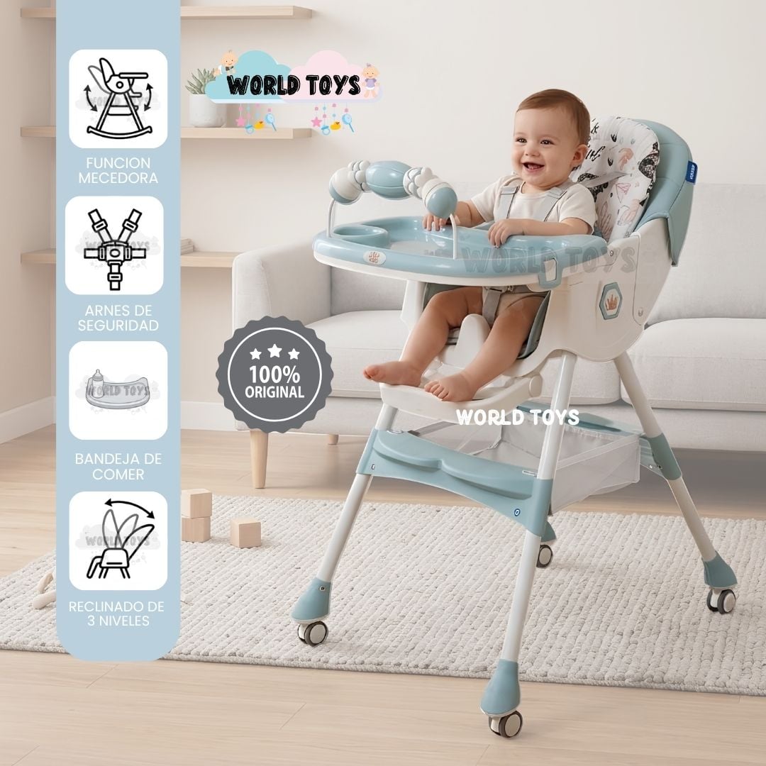 SILLA DE COMER CON MECEDORA «LU PLUS» CON JUGUETE LIGHT BLUE - 2