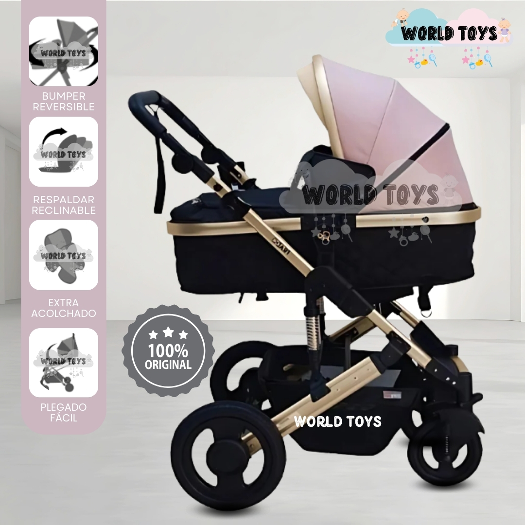 COCHE MOISÉS TRAVEL SYSTEM «PRADO GOLD» PINK - 1