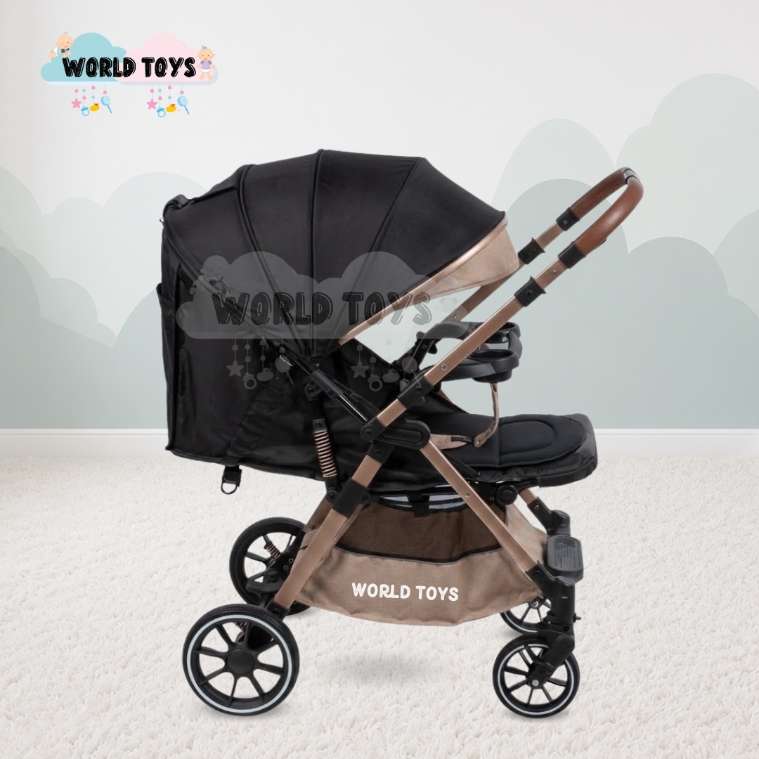 COCHE MALETA DE LUJO «WIN» CON BANDEJA DE COMER BEIGE - 4