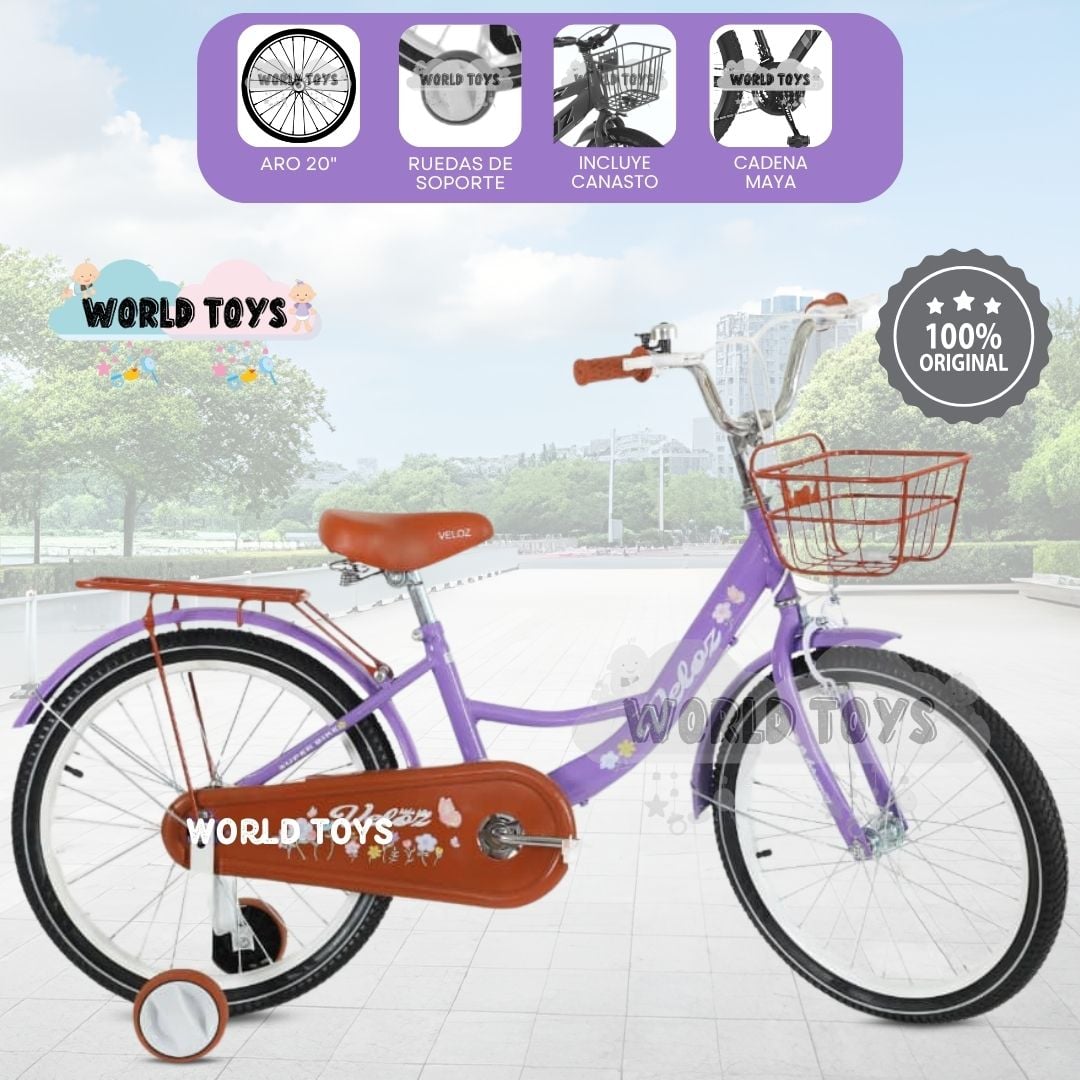 BICICLETA PARA NIÑA ARO 20 «NEW LADY» CON CANASTA PURPLE - 1