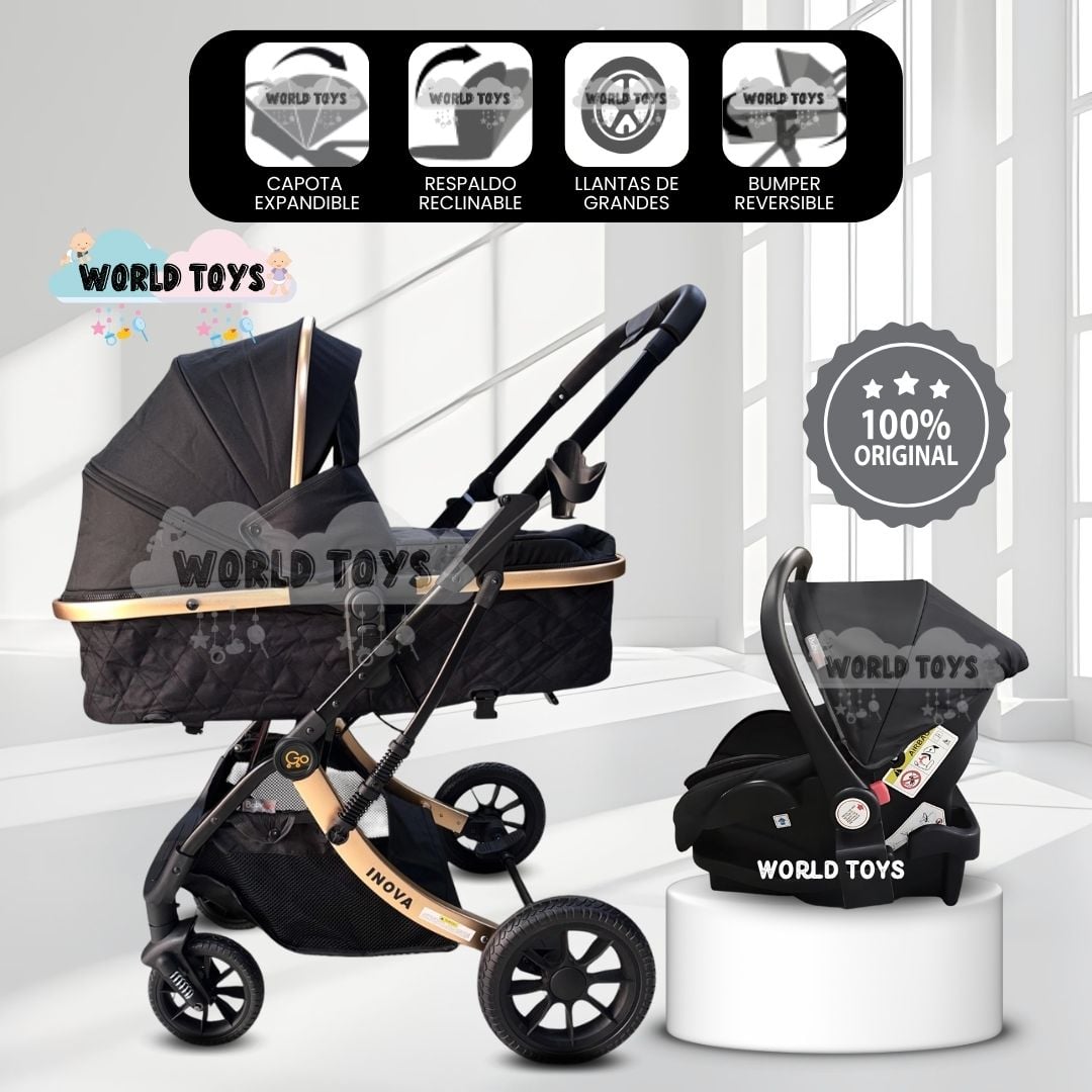 COCHE MOISÉS TRAVEL SYSTEM «INOVA PRO» DE LUJO PINK - 1