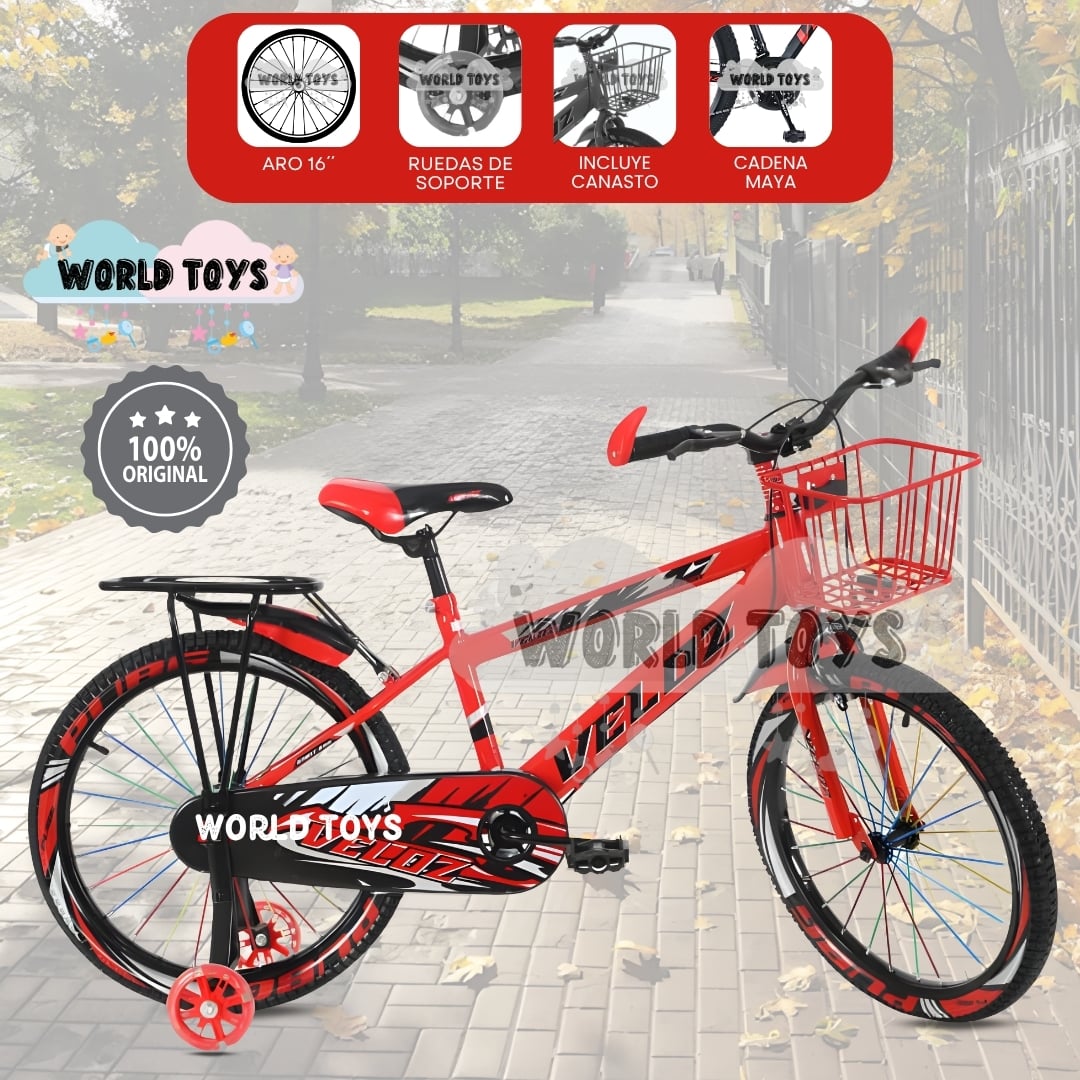 BICICLETA PARA NIÑO ARO 16 «SPORT VZ» CON CANASTA RED - 1