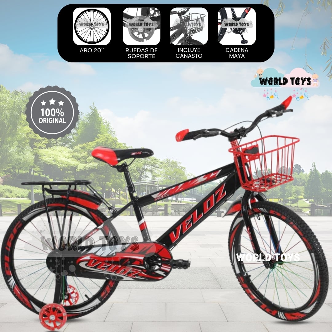 BICICLETA PARA NIÑO ARO 20 «SPORT VZ II» CON CANASTA BLACK - 1