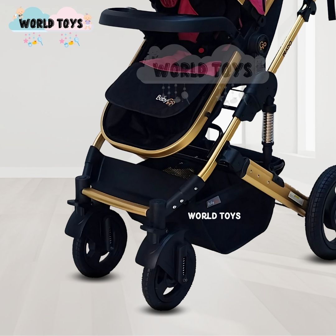 COCHE CUNA MOISÉS DE LUJO «PRADO GOLD» DARK PINK - 4