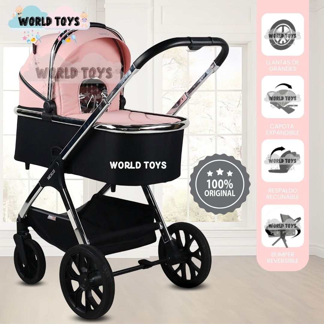COCHE MOISÉS TRAVEL SYSTEM «ELUM» DE LUJO PINK - 1