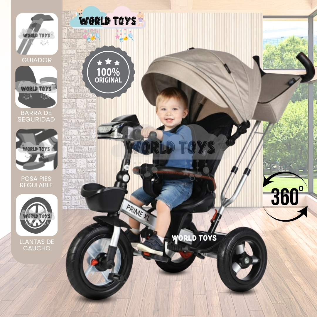 TRICICLO GUIADOR GIRATORIO «PRIME XL» PARA NIÑOS BEIGE - 1
