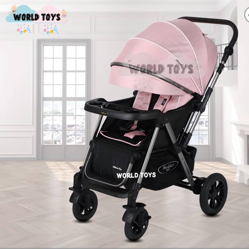 COCHE CUNA DE LUJO «SILVER» CON MANGO REVERSIBLE PINK - 2