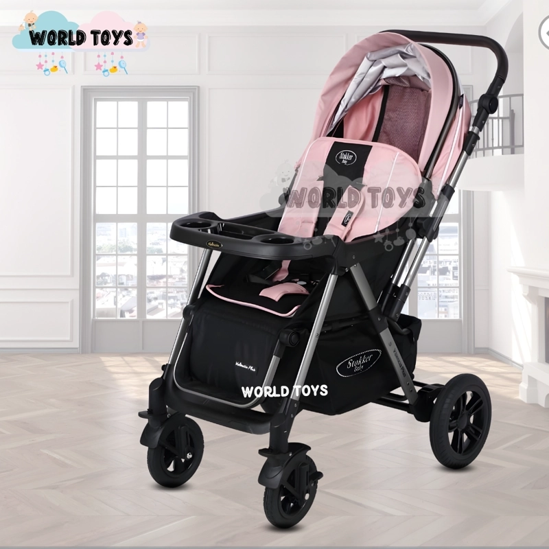COCHE CUNA DE LUJO «SILVER» CON MANGO REVERSIBLE PINK - 3