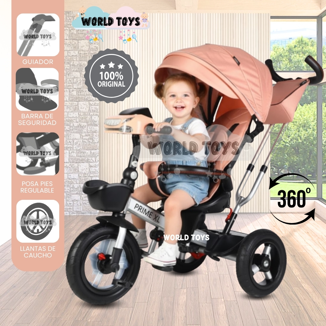 TRICICLO GUIADOR GIRATORIO «PRIME XL» PARA NIÑOS MELÓN - 1