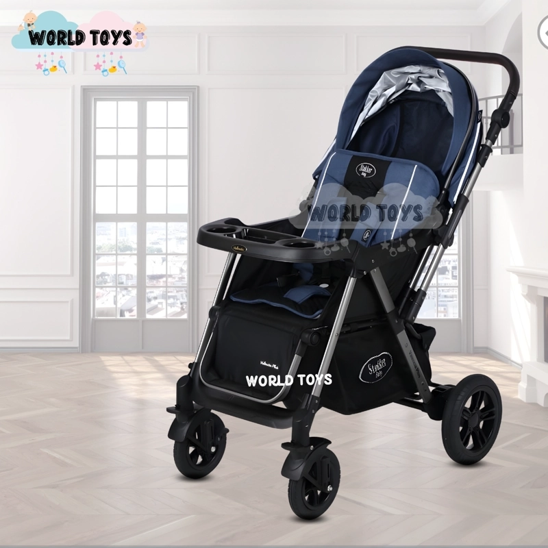 COCHE CUNA DE LUJO «SILVER» CON MANGO REVERSIBLE BLUE - 3