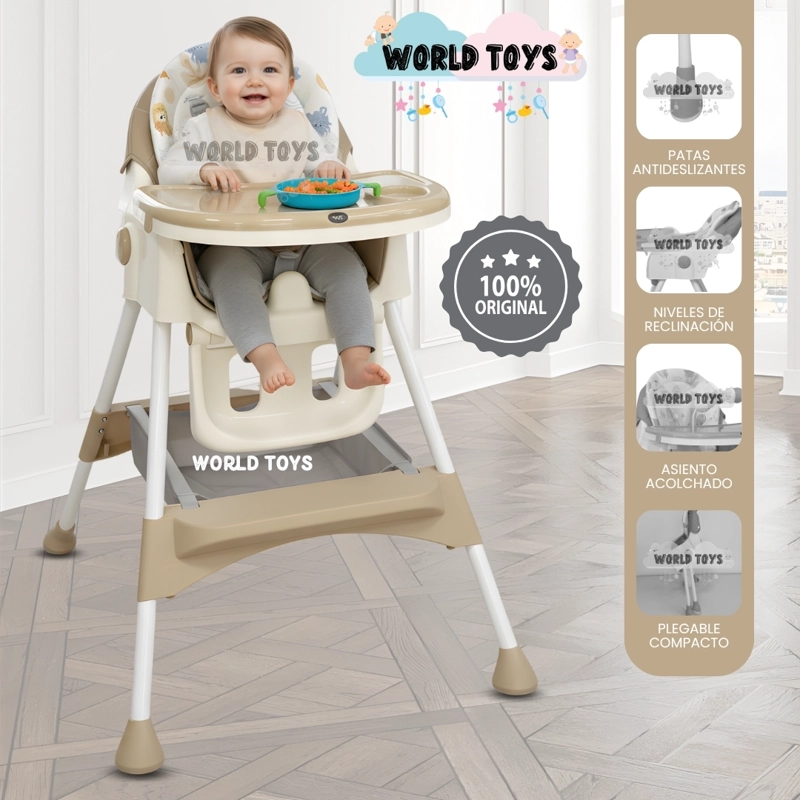 SILLA DE COMER DIDACTICO «ARIS» CON JUGUETE BEIGE - 1