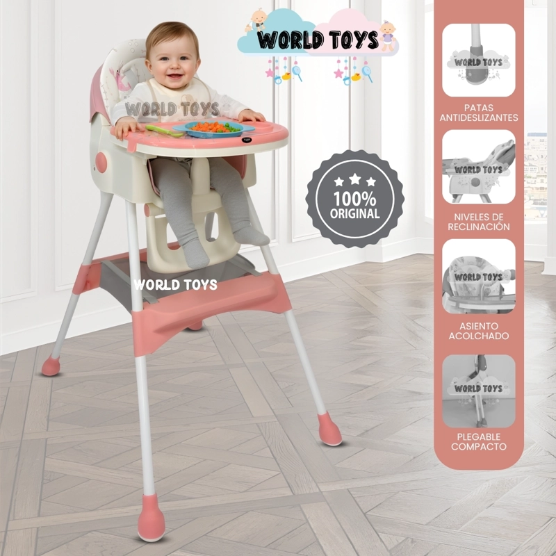 SILLA DE COMER DIDACTICO «ARIS» CON JUGUETE PINK - 1