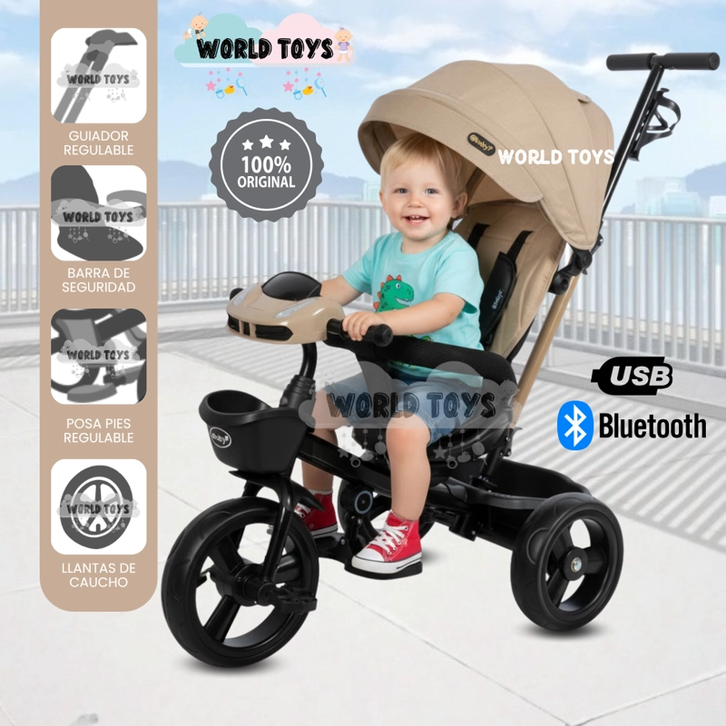 TRICICLO GUIADOR GIRATORIO «WUNDER» EDICIÓN LIMITADA BEIGE - 1