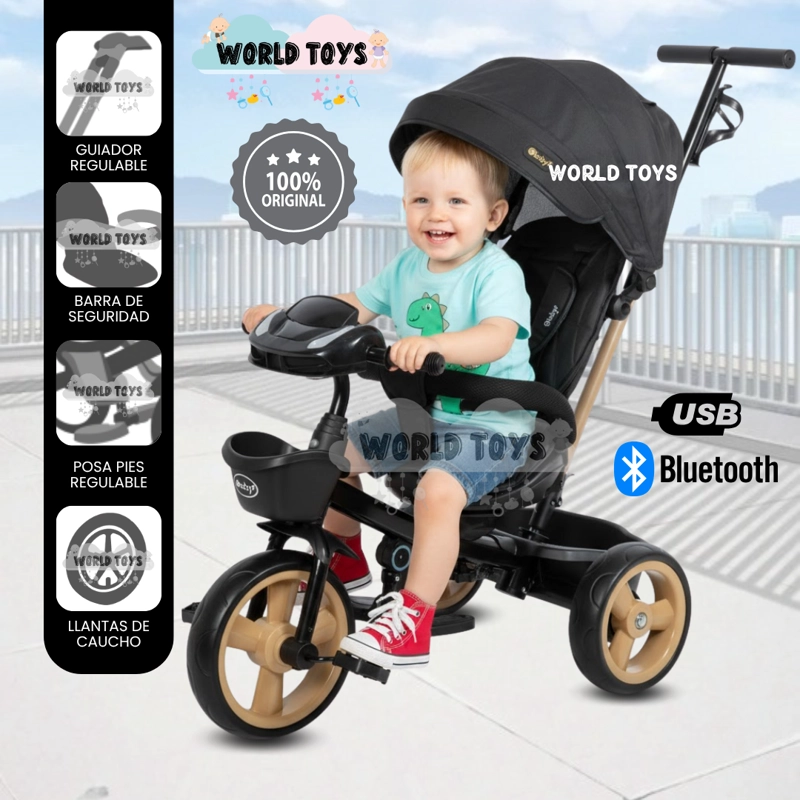 TRICICLO GUIADOR GIRATORIO «WUNDER» EDICIÓN LIMITADA BLACK - 1