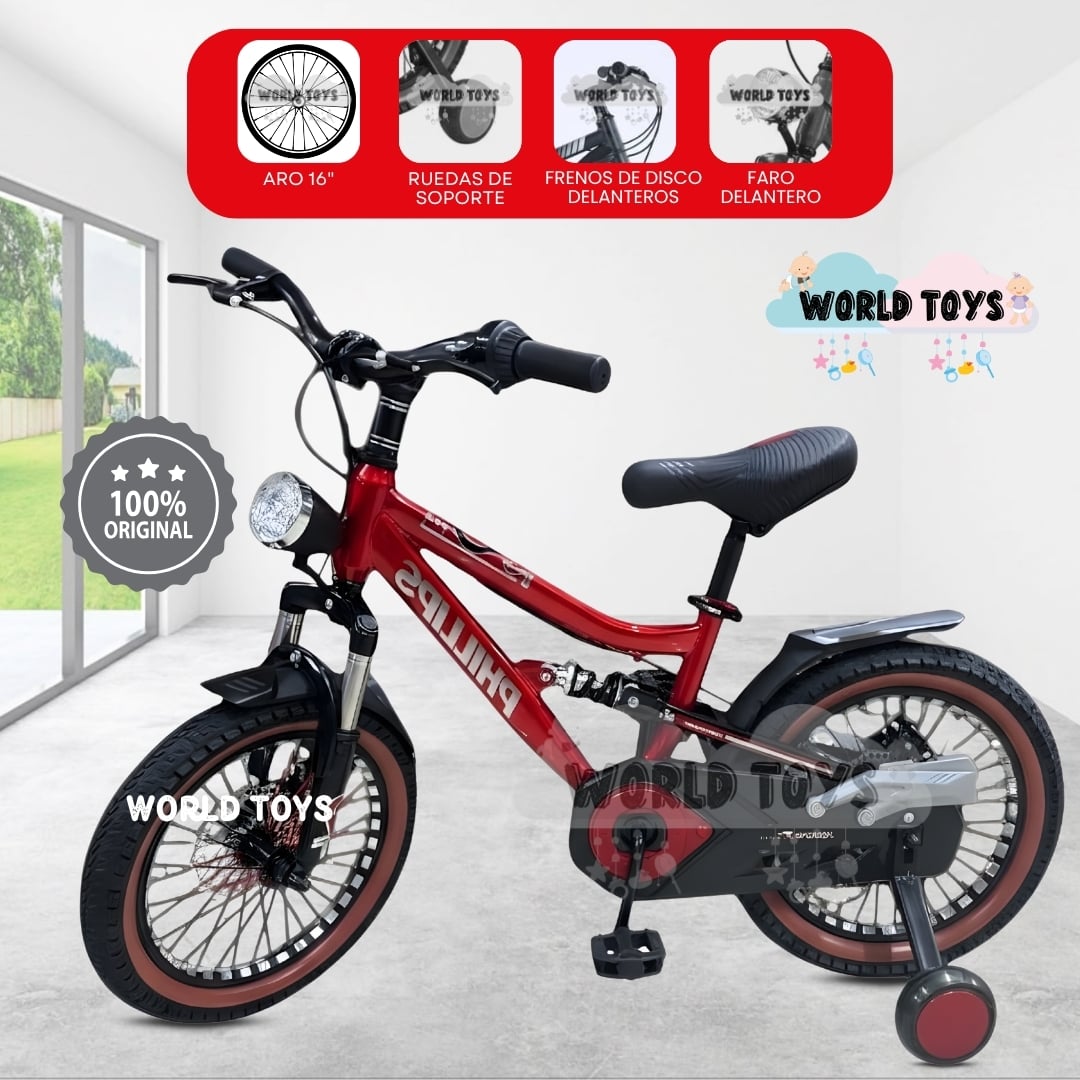 BICICLETA DEPORTIVA ARO 16 «ROCKET» PARA NIÑOS RED - 1