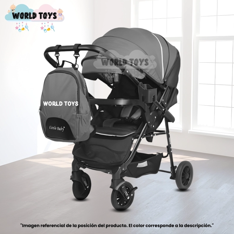 COCHE CUNA DE LUJO «DELTA II» CON MOCHILA PAÑALERA PINK - 4
