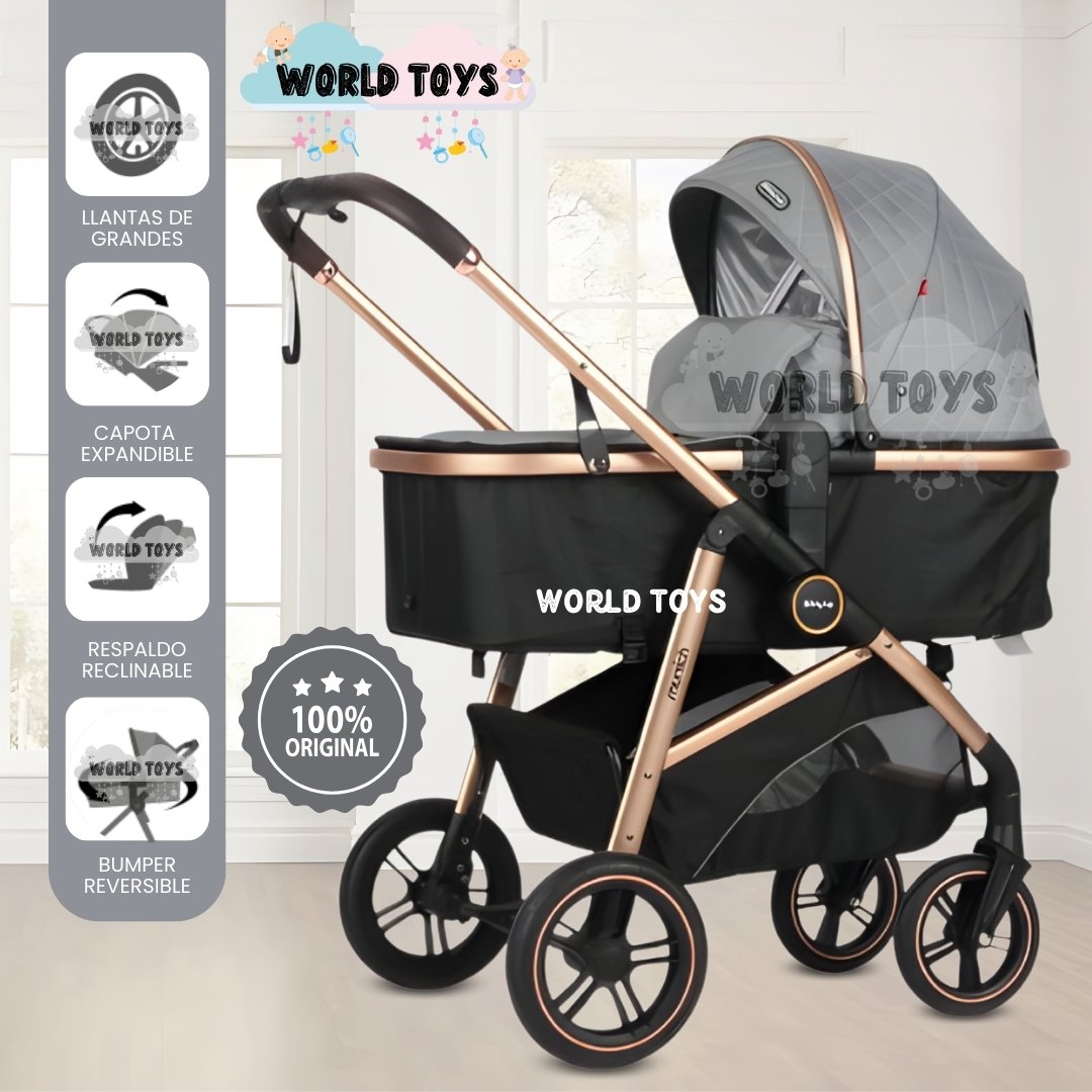 COCHE MOISÉS TRAVEL SYSTEM «MUNICH GOLD» DE LUJO GRAY - 1