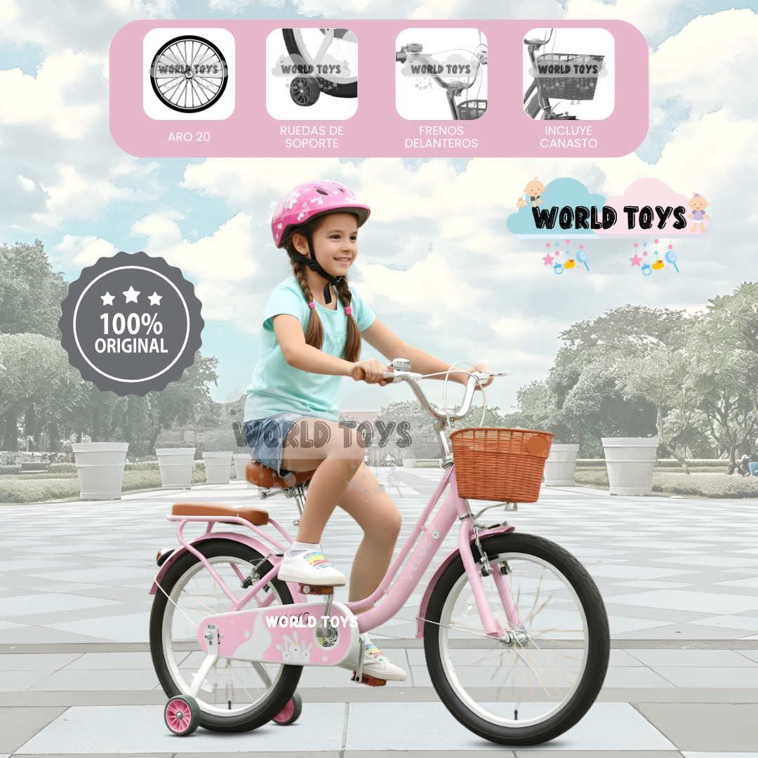 BICICLETA CAMPERA CON CANASTA ARO 20 «SEVILLA» PINK - 1