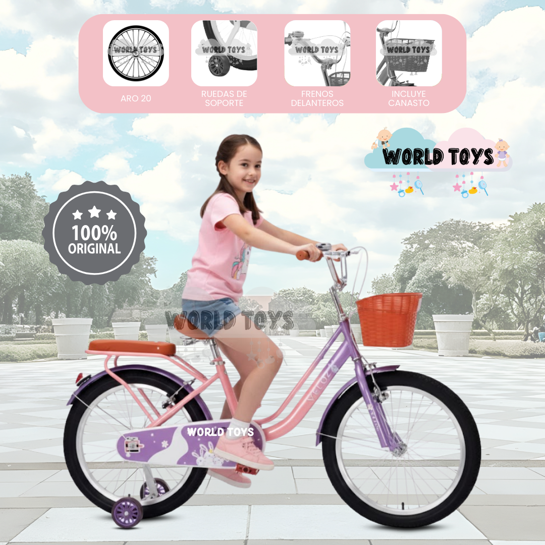 BICICLETA CAMPERA CON CANASTA ARO 20 «SEVILLA» LIGHT PINK - 1