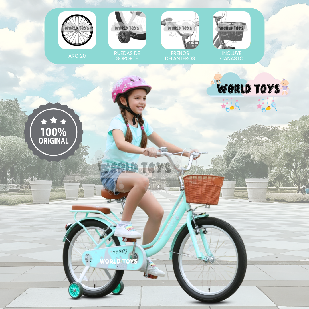BICICLETA CAMPERA CON CANASTA ARO 20 «SEVILLA» LIGHT GREEN - 1
