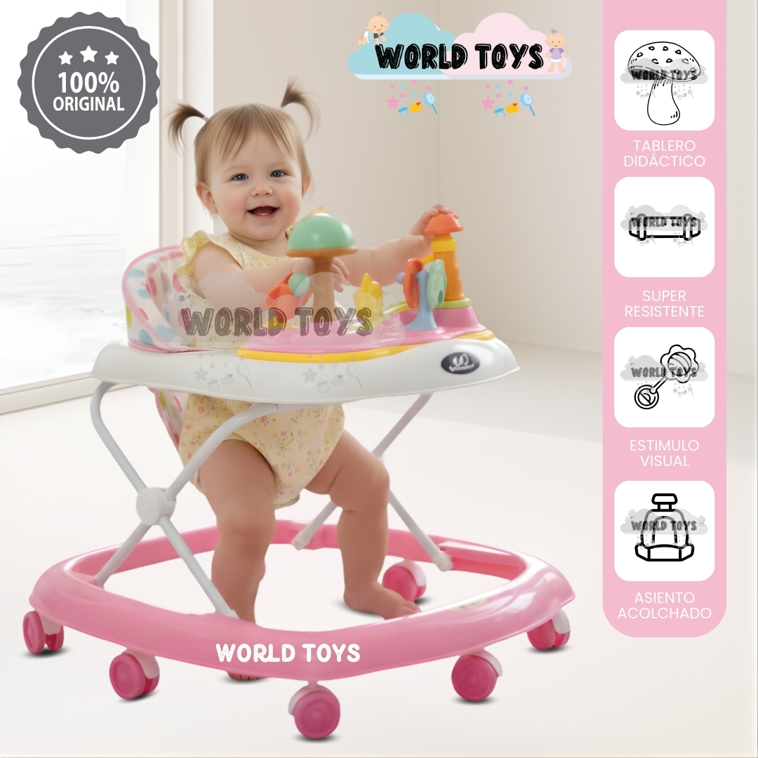 ANDADOR CON TABLERO MUSICAL «HONGUITO II» LIGHT PINK - 1