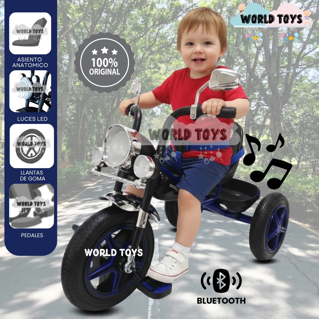 TRICICLO CHAVITO MUSICAL «CHOPPEER» CON BLUETOOTH BLUE - 1