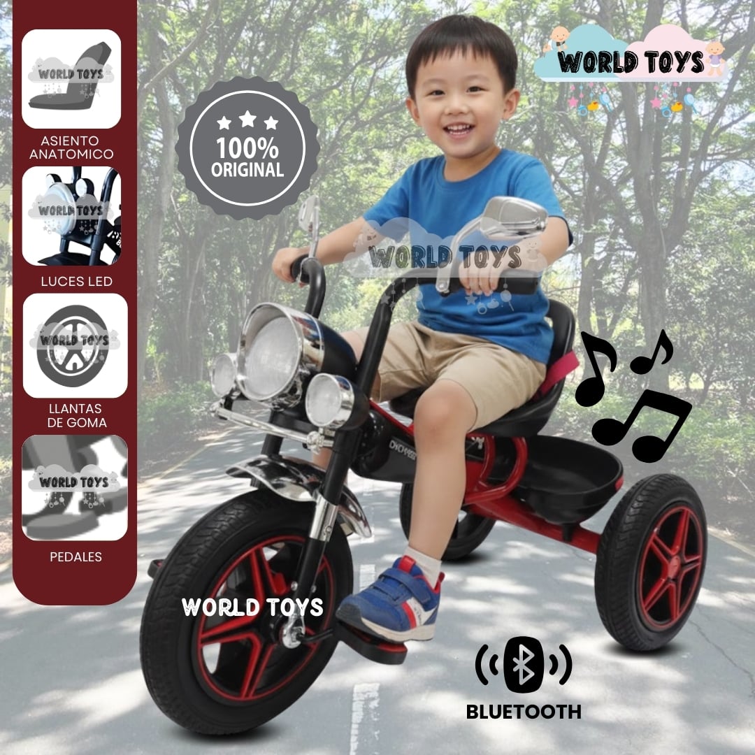 TRICICLO CHAVITO MUSICAL «CHOPPEER» CON BLUETOOTH RED - 1