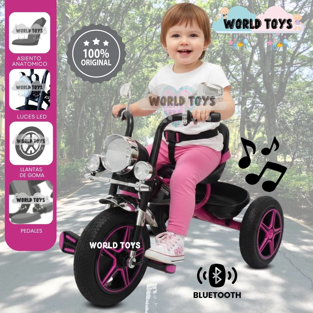 TRICICLO CHAVITO MUSICAL «CHOPPEER» CON BLUETOOTH FUCSIA - 1
