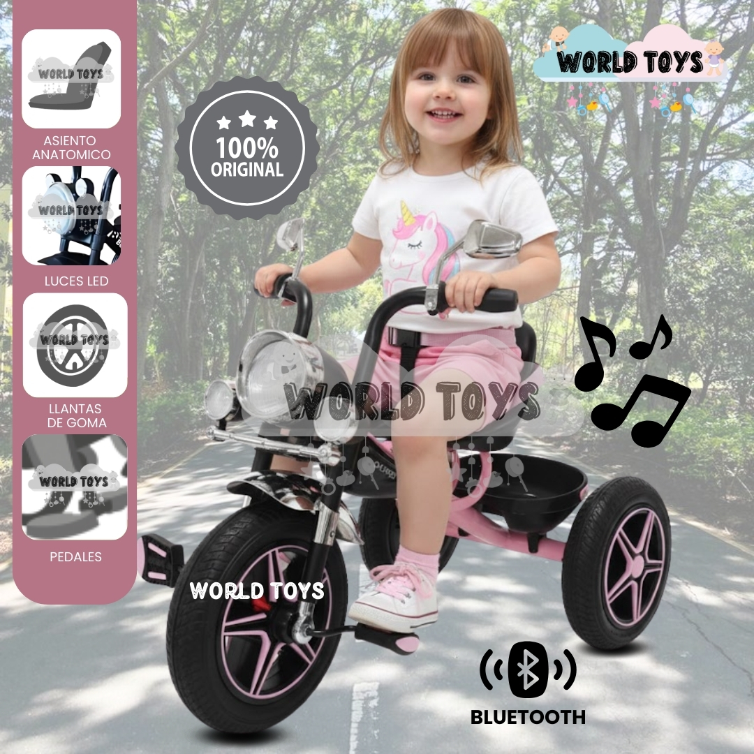 TRICICLO CHAVITO MUSICAL «CHOPPEER» CON BLUETOOTH LIGHT PINK - 1