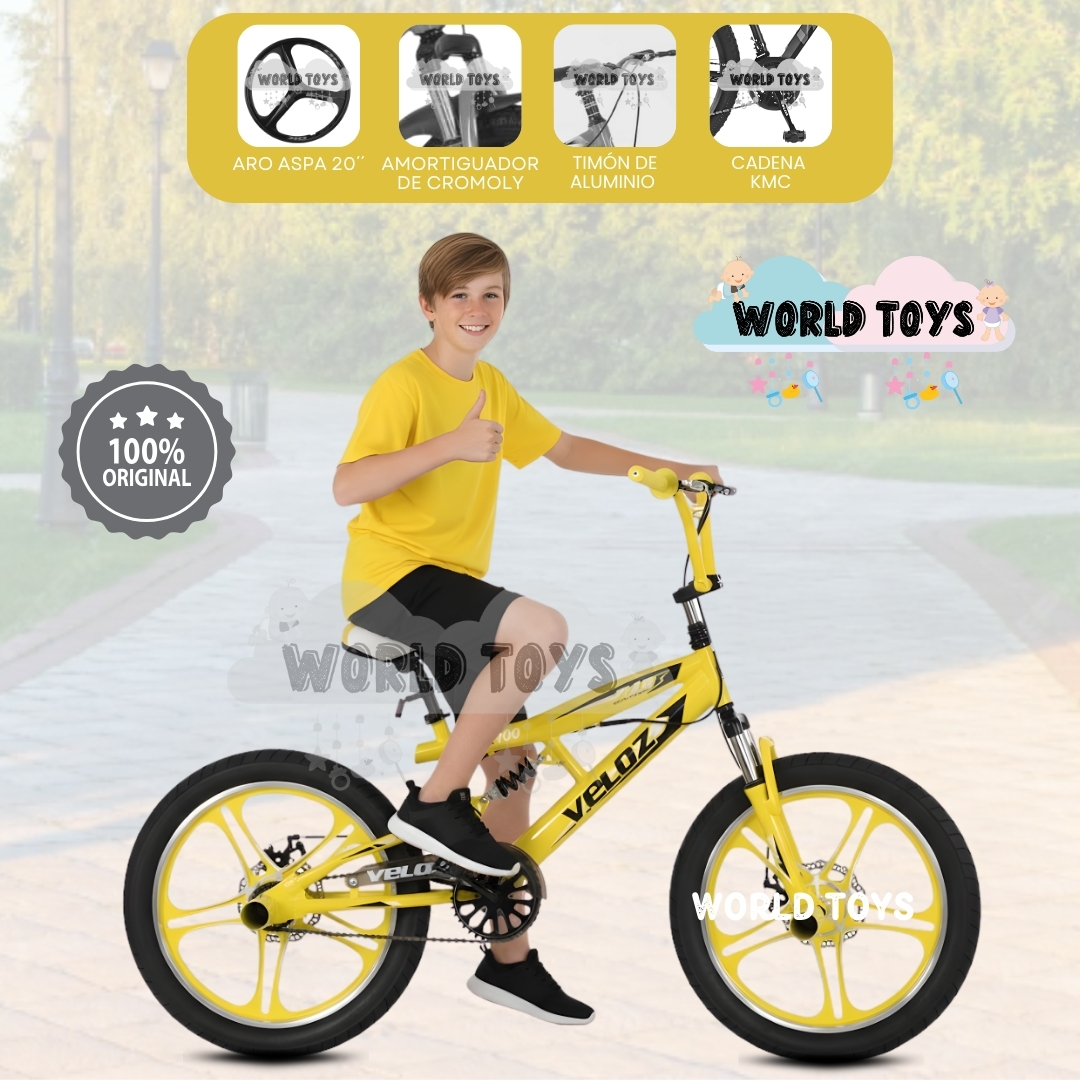 BICICLETA ACROBÁTICA BMX ARO 20 «ELICE FREESTYLE» BLACK YELLOW - 1