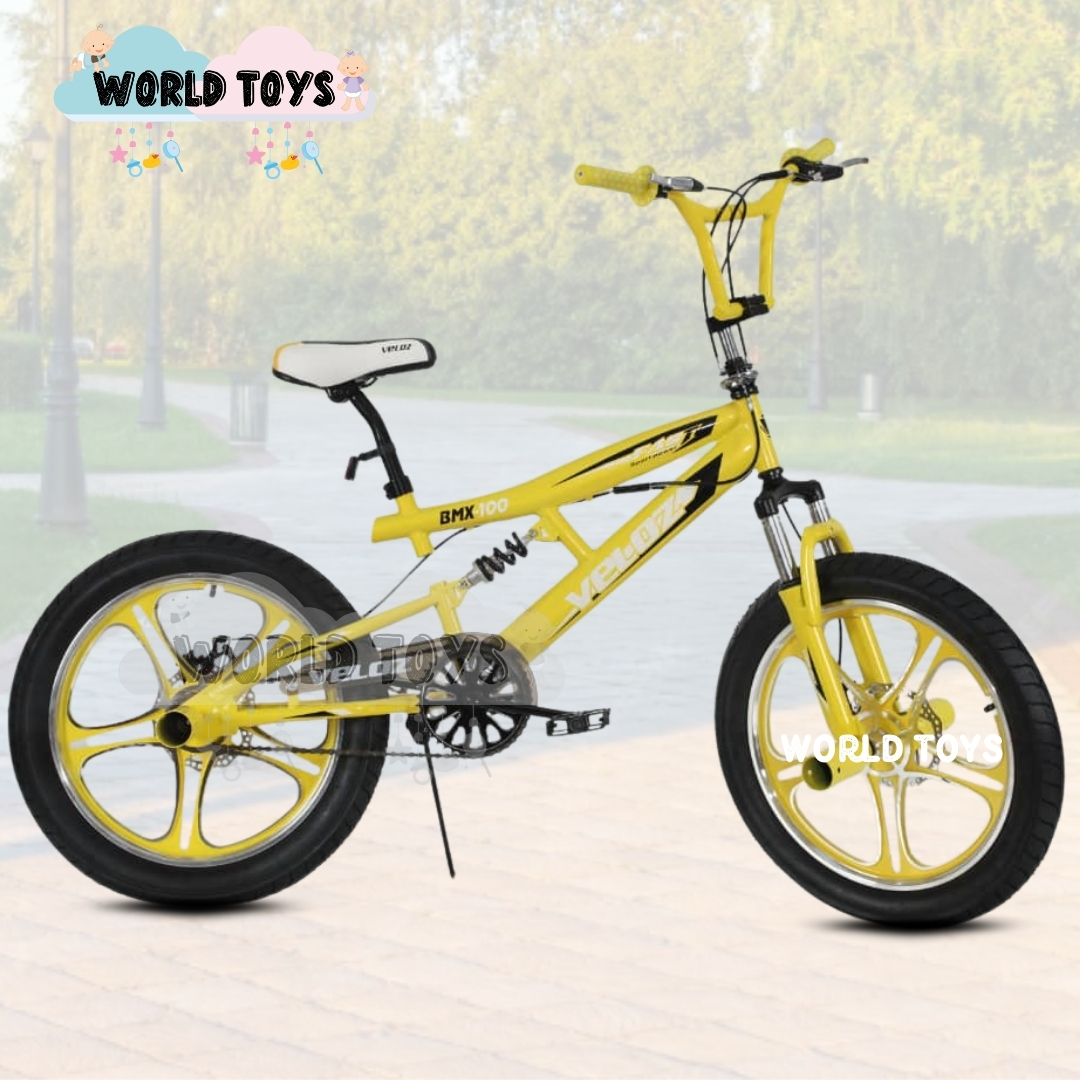 BICICLETA ACROBÁTICA BMX ARO 20 «ELICE FREESTYLE» BLACK YELLOW - 4