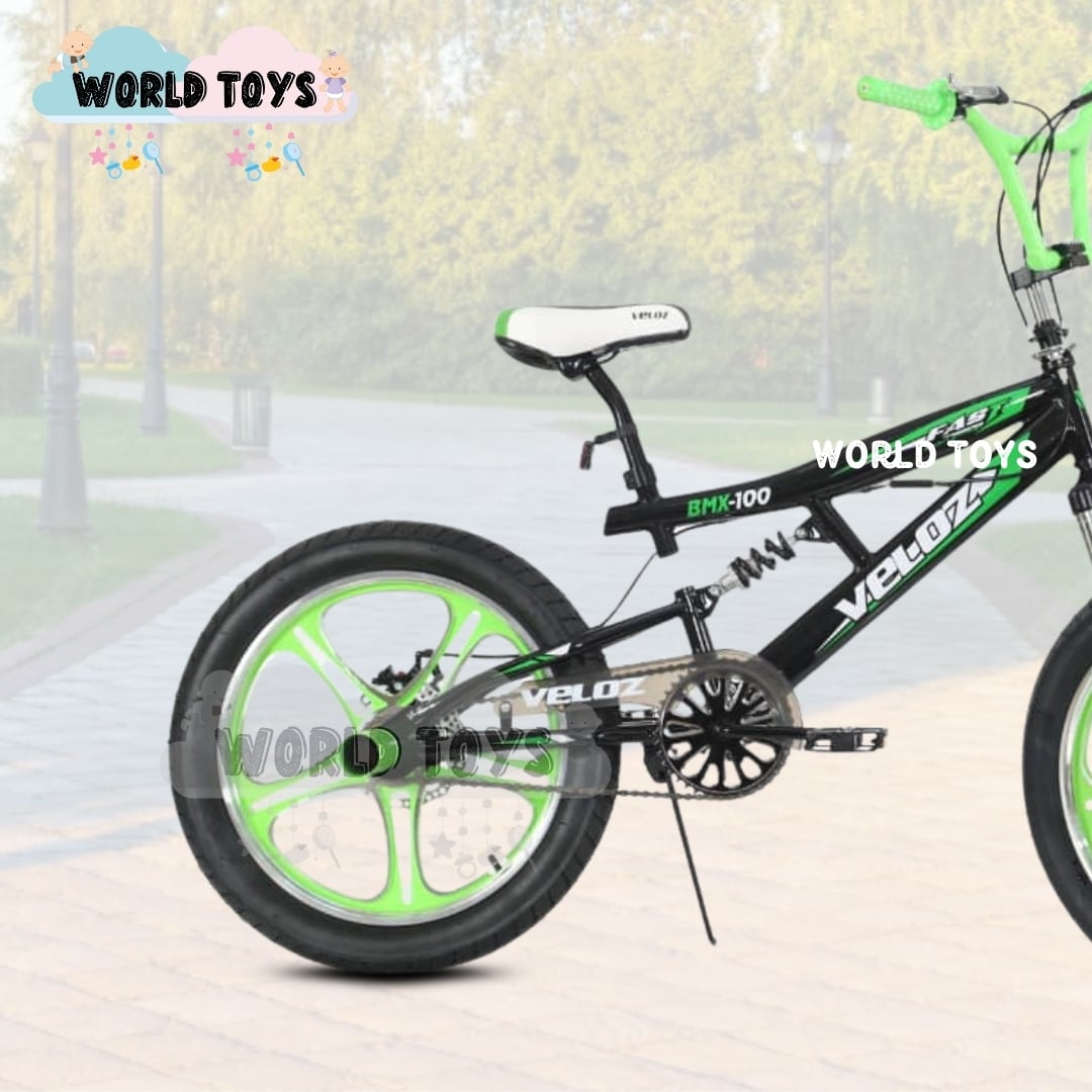 BICICLETA ACROBÁTICA BMX ARO 20 «ELICE FREESTYLE» BLACK GREEN - 2