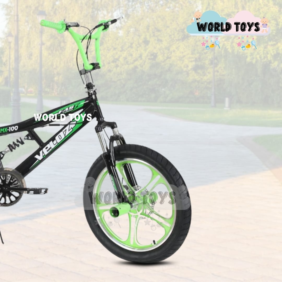 BICICLETA ACROBÁTICA BMX ARO 20 «ELICE FREESTYLE» BLACK GREEN - 3