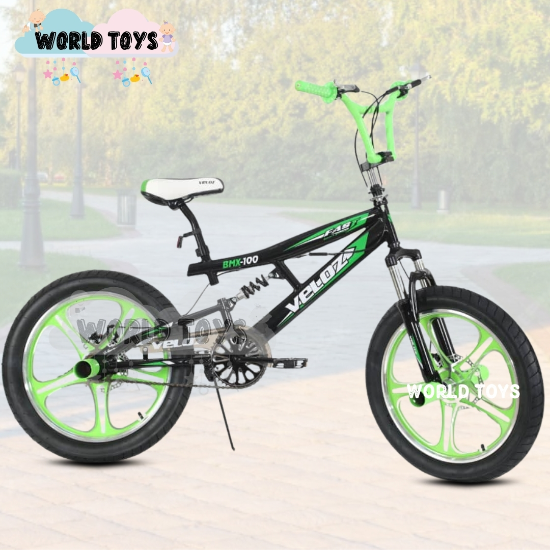 BICICLETA ACROBÁTICA BMX ARO 20 «ELICE FREESTYLE» BLACK GREEN - 4
