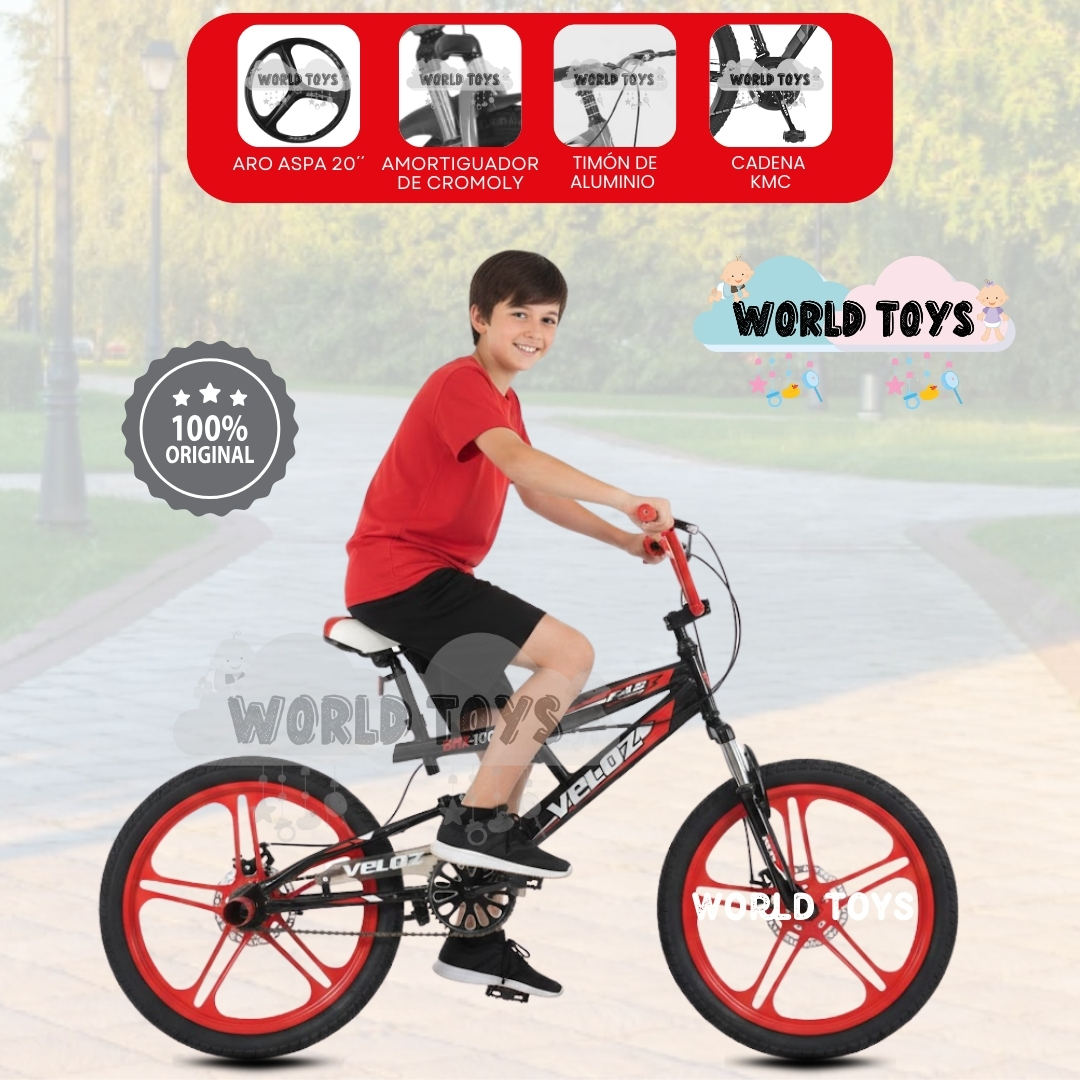 BICICLETA ACROBÁTICA BMX ARO 20 «ELICE FREESTYLE» BLACK RED - 1