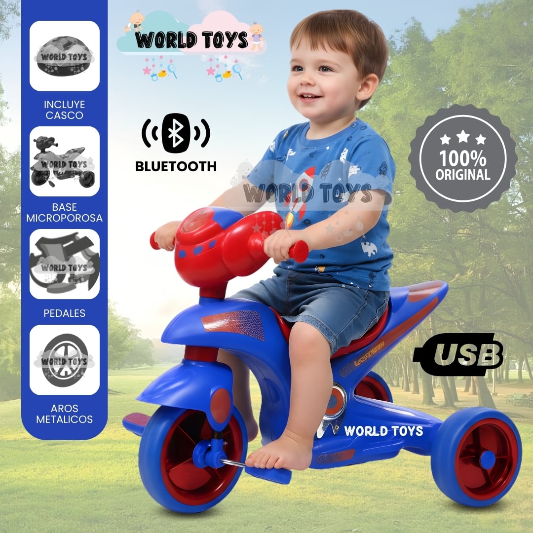 TRIMOTO A PEDAL PARA NIÑOS «SERVANN II» CON BLUETOOTH BLUE - 1