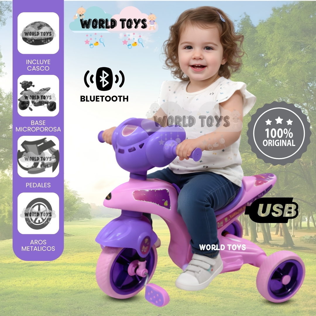 TRIMOTO A PEDAL PARA NIÑOS «SERVANN II» CON BLUETOOTH PURPLE - 1