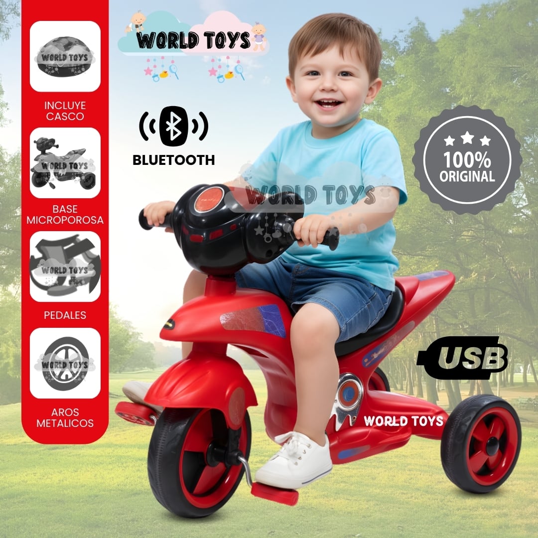 TRIMOTO A PEDAL PARA NIÑOS «SERVANN II» CON BLUETOOTH RED - 1