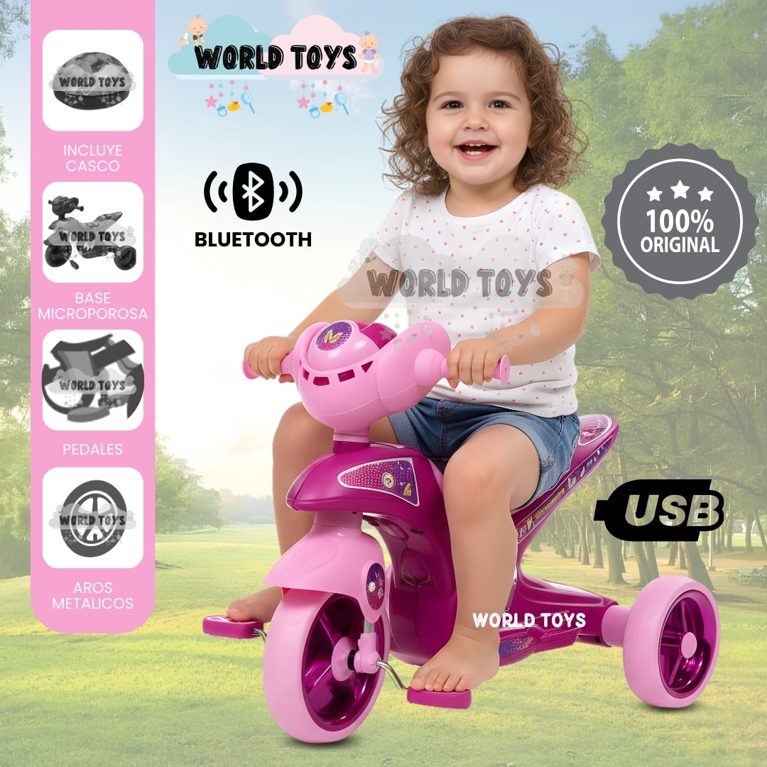 TRIMOTO A PEDAL PARA NIÑOS «SERVANN II» CON BLUETOOTH PINK - 1